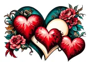 3 hearts connected to one larger heart tattoo design idea