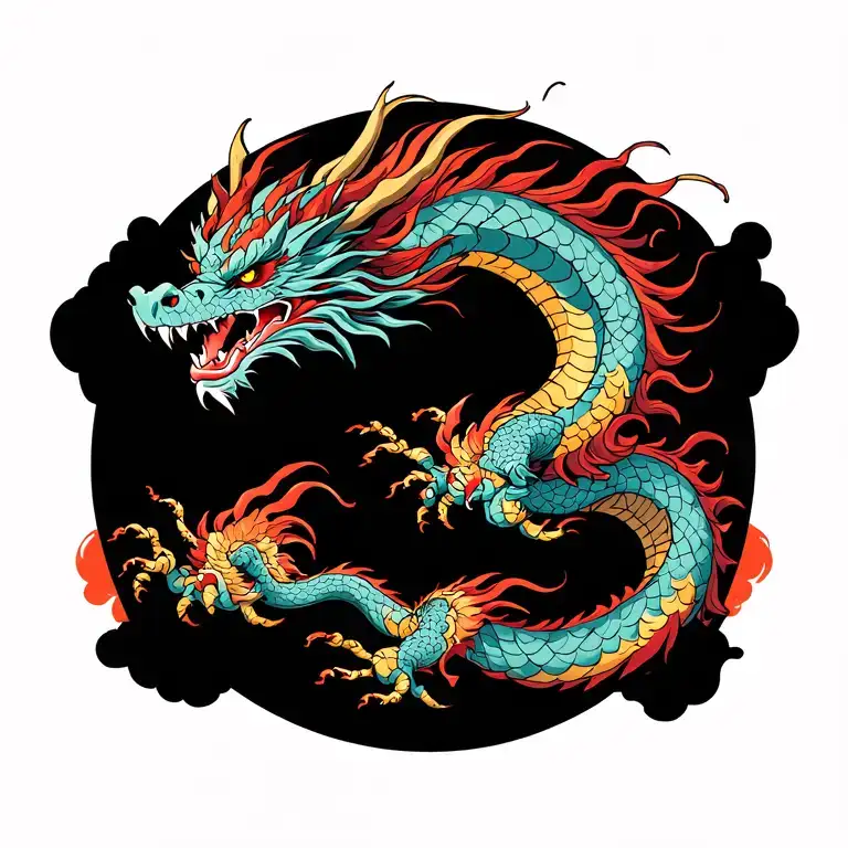 dragon with Phoenix yakuza back and neck tatto design tattoo design idea