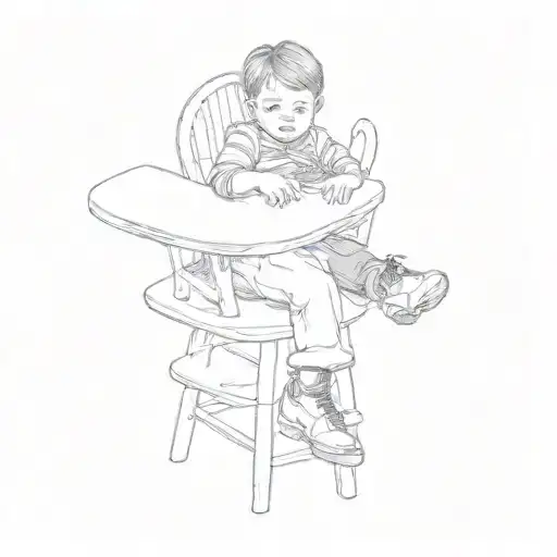 a child in a high chair tattoo design idea