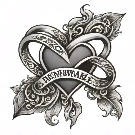 infinity sign with a heart and the word "unbreakable" tattoo design idea