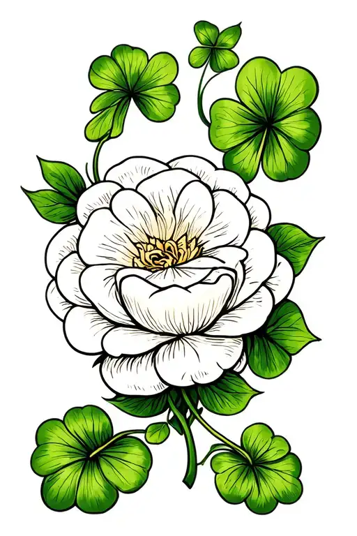 English Tudor rose and Irish four leaf clover. matching couple tattoo tattoo design idea