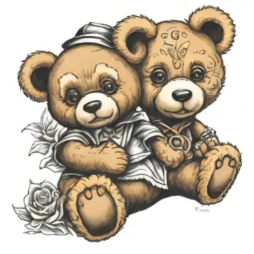 Chicano teddy bear tattoo design idea