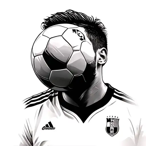 Messi touching ball with left foot tattoo design idea