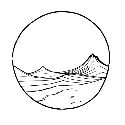 saudi and dessert dune landscape tattoo design idea