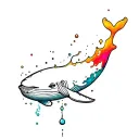 whale outline in a puddle of colored gasoline tattoo design idea