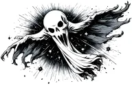 ghost made of stardust hurtling thur space tattoo design idea