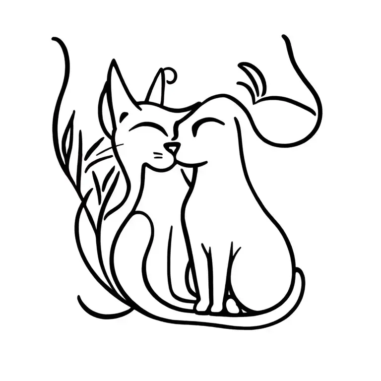dog and cat silhouette tattoo design idea