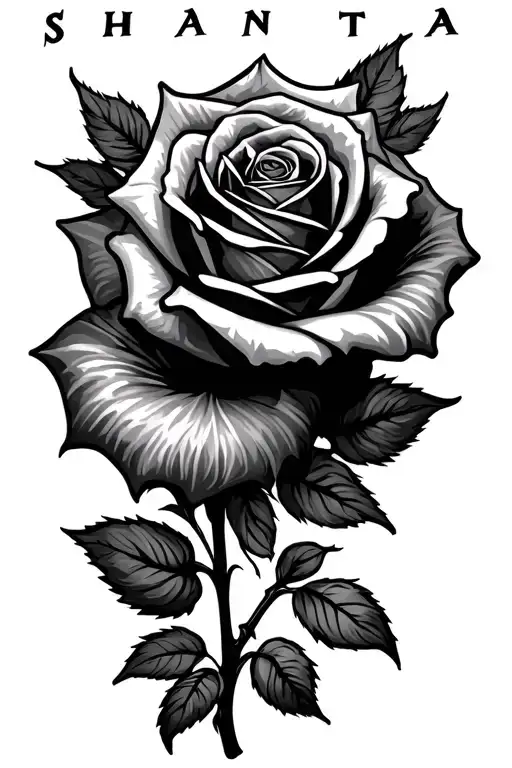 THE NAME SHANTA ON GHE FOREARM IN A REALLY CUTE CURSIVE DARK CONSTRUCTIVE FONT INTO A ROSE ON THE HAND tattoo design idea