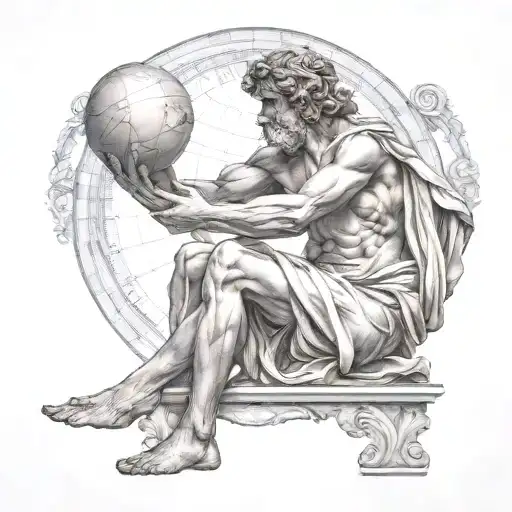 greek mythology atlas holding the world tattoo design idea