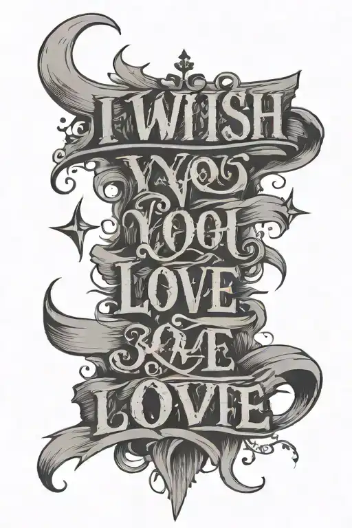 the words "i wish you love" with disorted font tattoo tattoo design idea