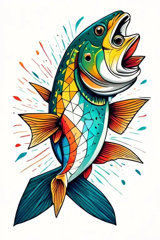 rainbow trout tattoo design idea