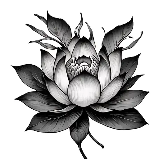Lotus with leafs, cat paws, dog paws, tattoo design idea