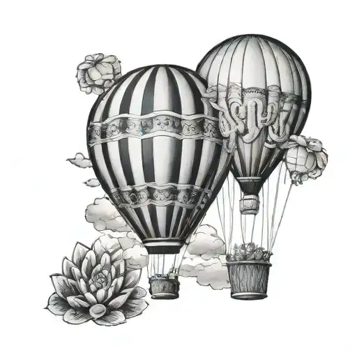 love, my person, travel, hot air balloon, cactus, until my last breath tattoo design idea