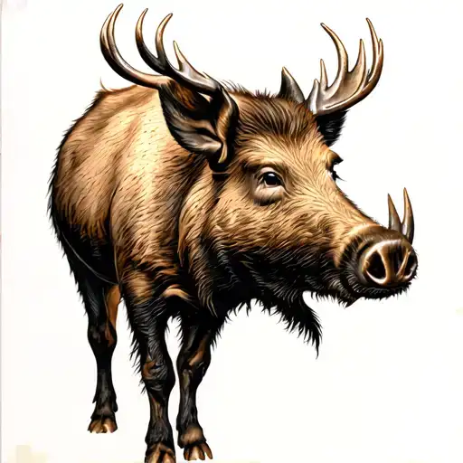 hunting wild boar moose tattoo design idea