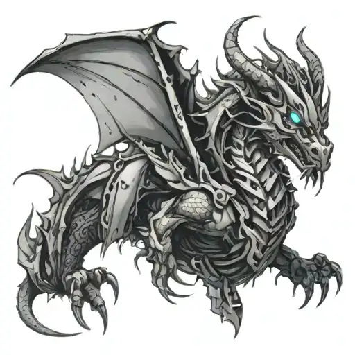 Cyberpunk dragon tattoo design idea