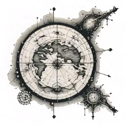 navigation map made tattoo design idea