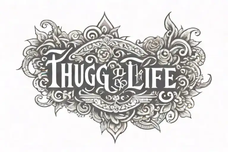 Chicano style font Thug Life tattoo design idea