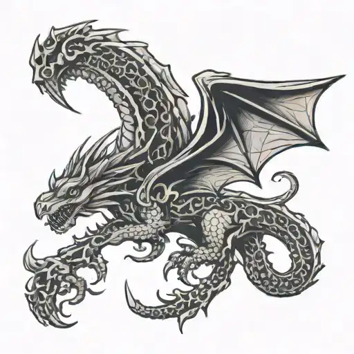 5 leaf clover combined With this dragon eating its own tail tattoo design idea