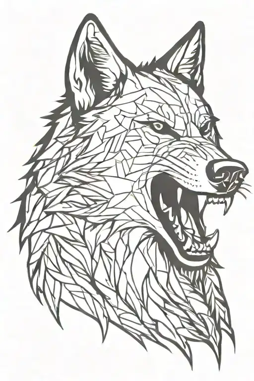 wolf growling tattoo design idea