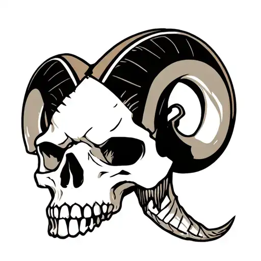 a rams skull with reference to the la rams football team and to the band sleep token tattoo design idea