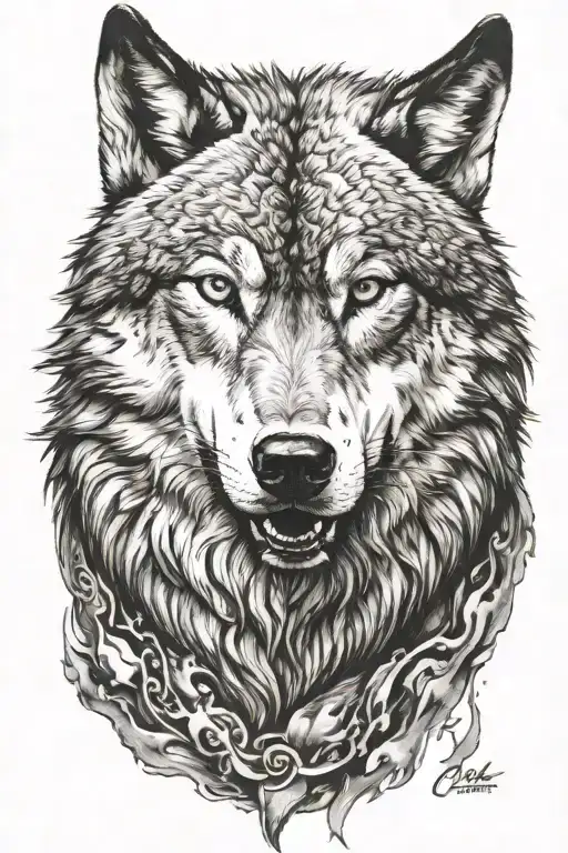 animal wolf face tattoo design idea