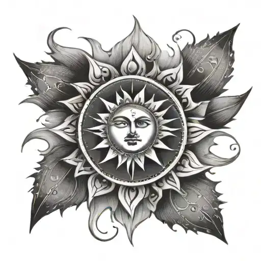 Sun and moon mandala tattoo design idea