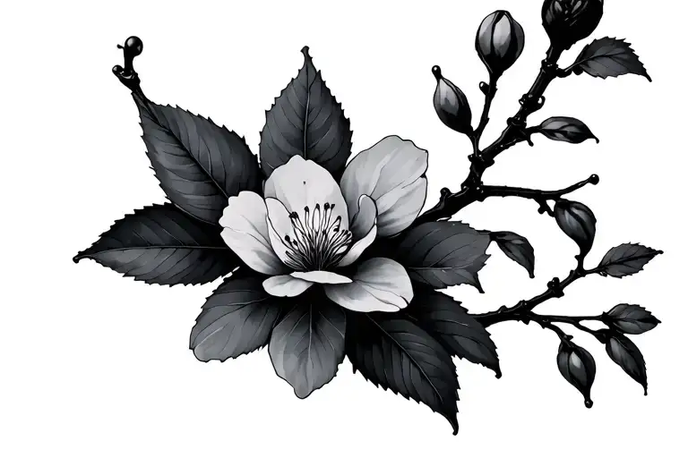 neo trad cherry blossoms, cyber sigilism tattoo inspired tattoo design idea
