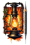 "Firelight Tattoo & Piercing" "Firelight Tattoo & Piercing" oil lamp with tattoo needle tattoo design idea
