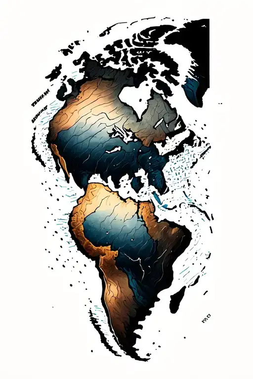 world adventure map tattoo design idea