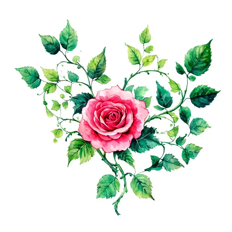 rose & ivy vines tattoo design idea
