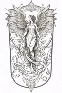 angle with wings coming downwards and bright light behind  tattoo design idea