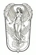 angle with wings coming downwards and bright light behind  tattoo design idea