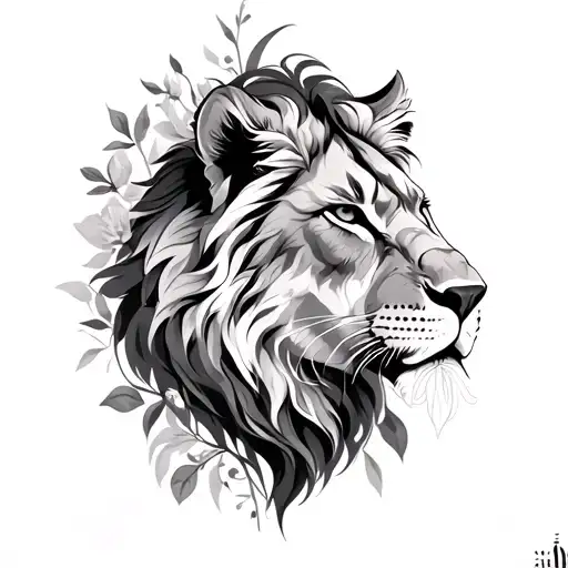 "I 'The Only Protector of Mysel" Lionne with Lys Fleur and Widowing Widowing Wallpaper tattoo design idea