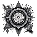 A detailed black and white design tattoo in the style of minimalist linear art, combining the symbols of political science. tattoo design idea