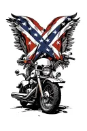 Harley Davidson #1 with confederate flag intertwined tattoo design idea