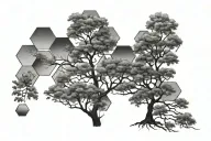 hexagon tree growing tattoo design idea