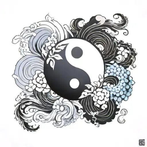 yin yang symbol merging tattoo design idea