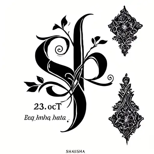 shaisha name with date 23.oct (in roman) minimal and elegant tattoo design idea