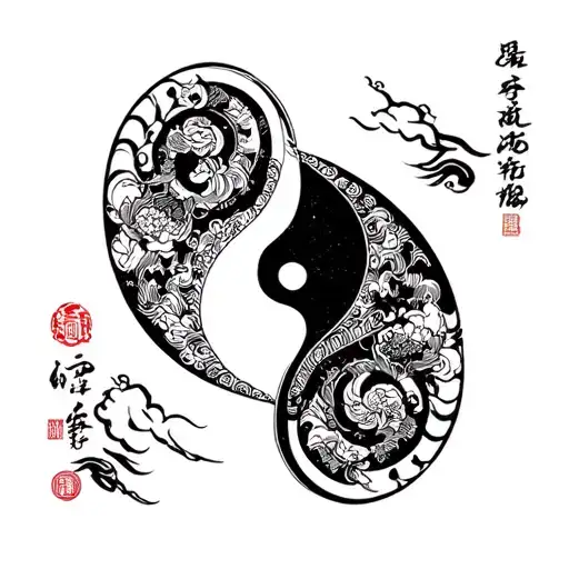 yin yang miyamoto musashi tattoo design idea