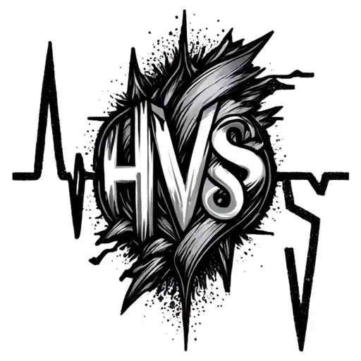 "Hvs" heartbeat line morphing tattoo design idea