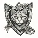 heart locket with cat inside tattoo design idea