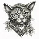 heart locket with cat inside tattoo design idea