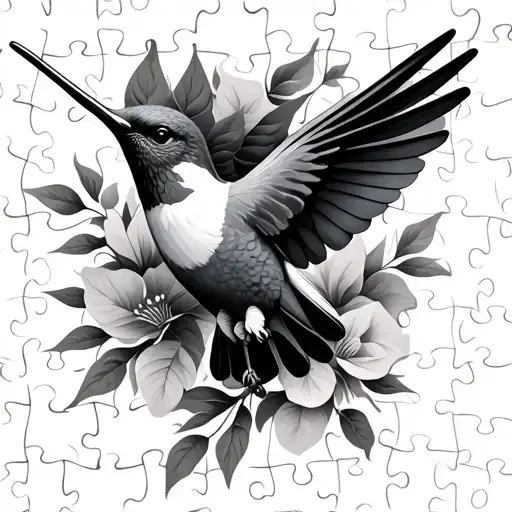 humming bird puzzle tattoo design idea