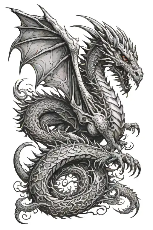 tairn the one headed dragon. i want tairn to have big wings and spikes all over. stuff fading off of him tattoo design idea