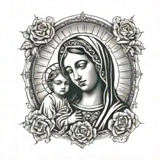  Virgin Mary, life, catholic tattoo design idea