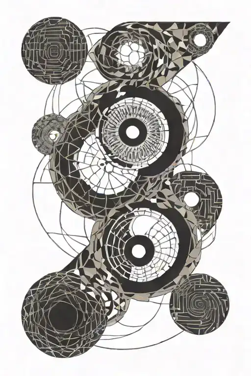 Quantum entanglement of photons and yin yang symbol tattoo design idea