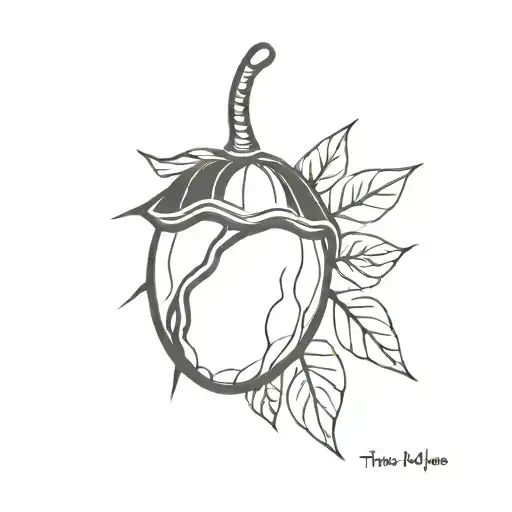 Punk look, black and white acorn, minimalist design, fine line tattoo design idea