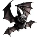realistic bat with wings spread  tattoo design idea