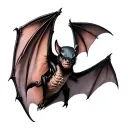 realistic bat with wings spread  tattoo design idea
