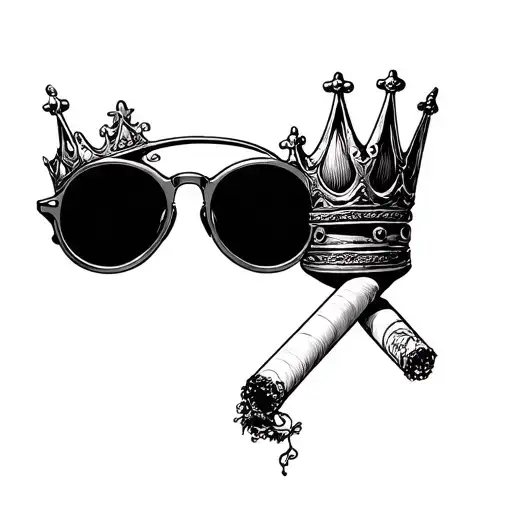 cigarette  , crown royal  , sunglasses tattoo design idea